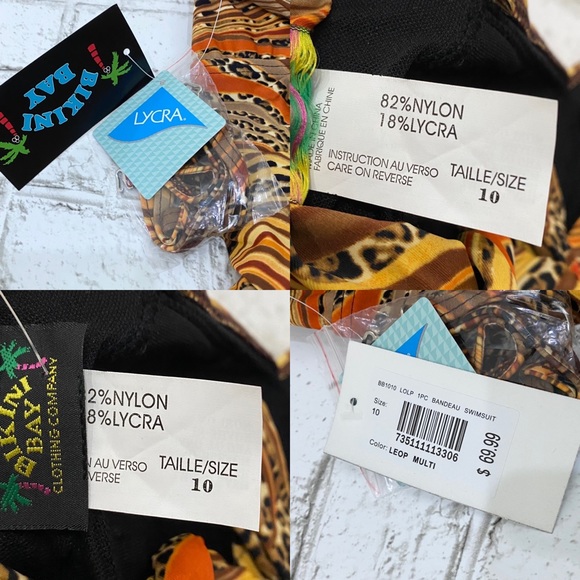 BIKINI BAY BB1010 1-pc Bandeau Swimsuit Leopard Multicolor Size 10 NWT - Picture 16 of 16